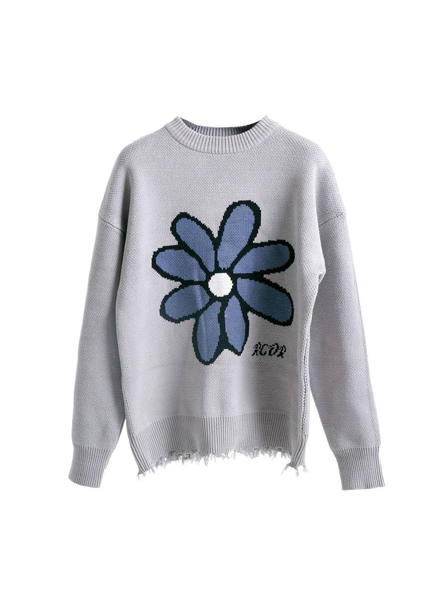 Center of Rotation Retro Flower Knit Sweater
