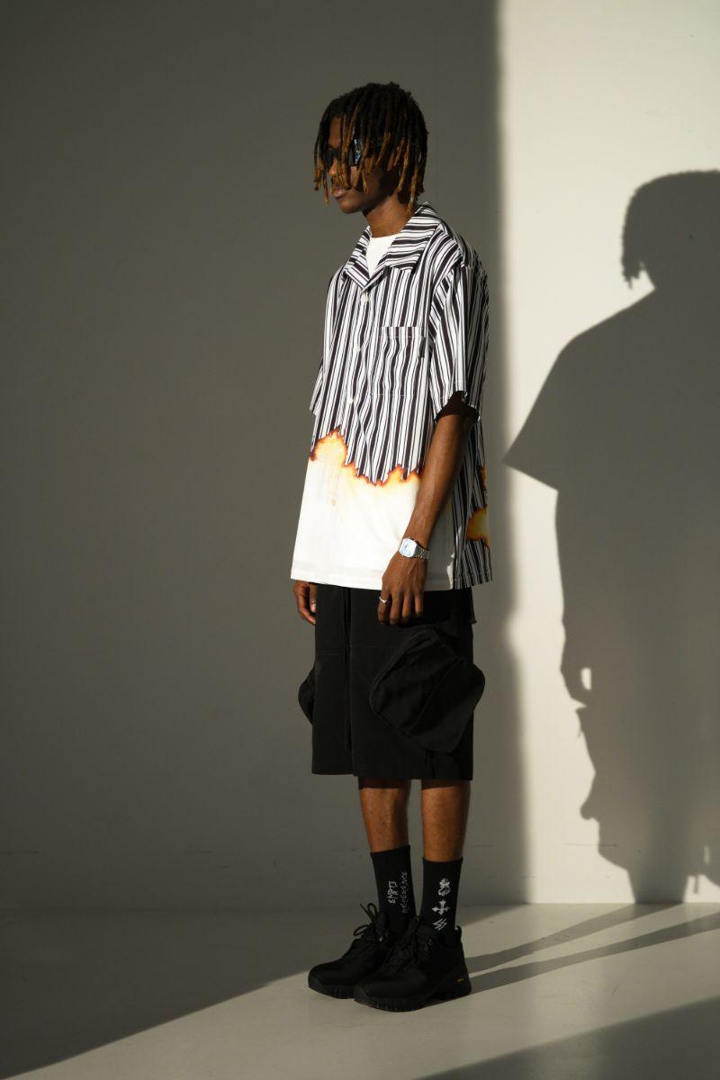 Empty Reference Burning Striped Cuban Shirt