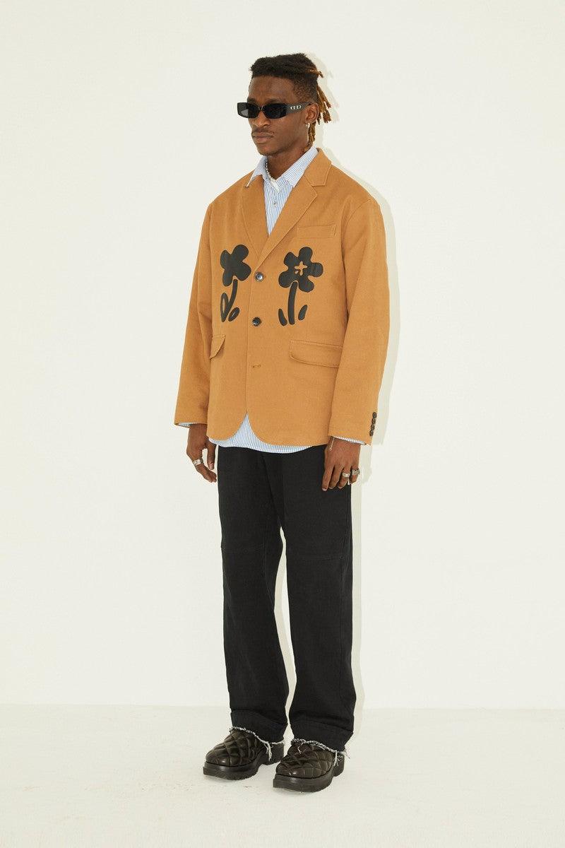 Empty Reference Floral Print Coffee Suit
