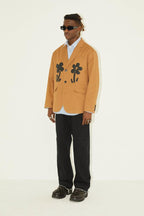 Empty Reference Floral Print Coffee Suit