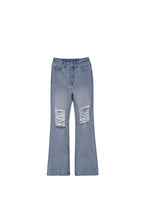 STEEPC Cut Distressed Flared Jeans