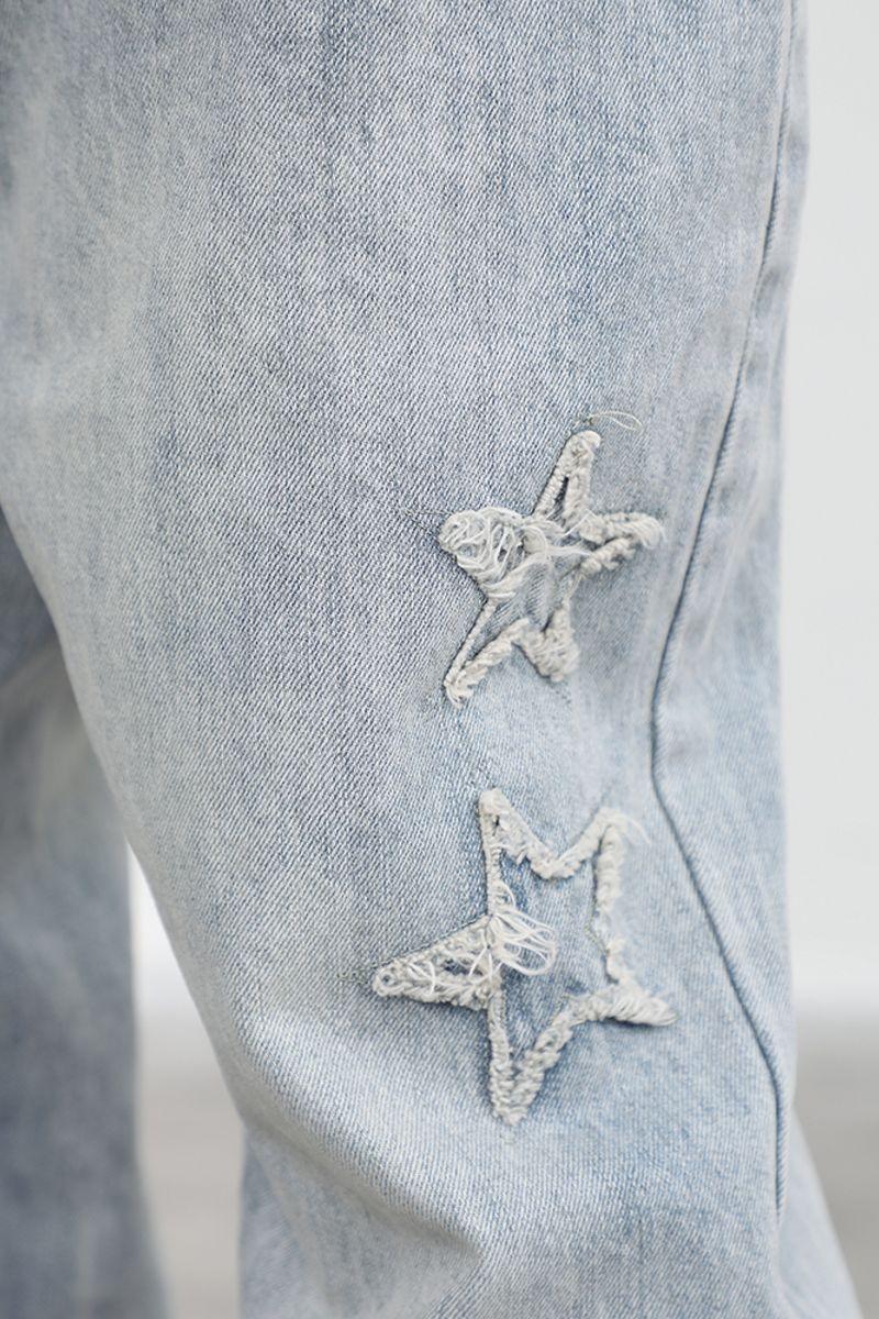 CZ Stars Patches Flared Jeans - UK Only