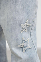CZ Stars Patches Flared Jeans - UK Only