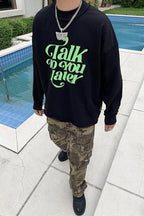 CZ Talk Later Print Sweater