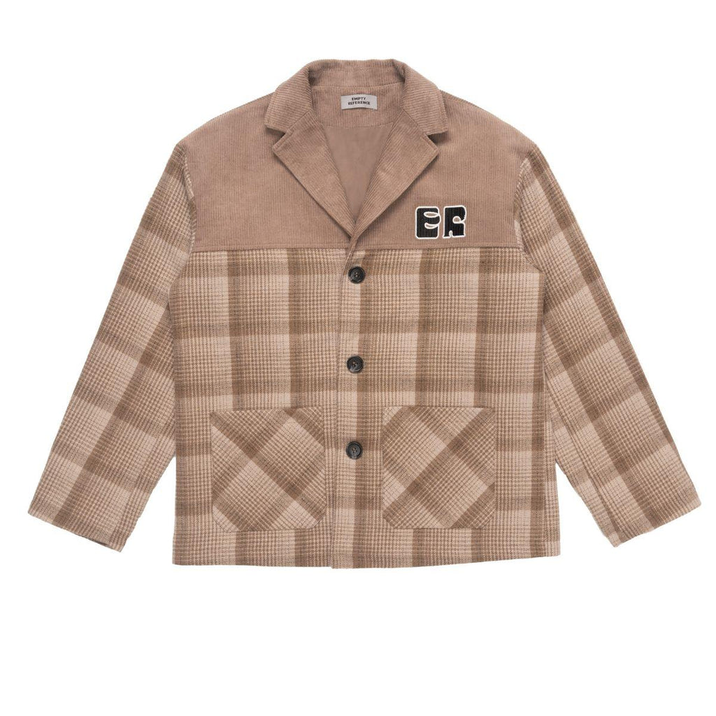 Empty Reference Khaki Plaid Corduroy Suit Jacket