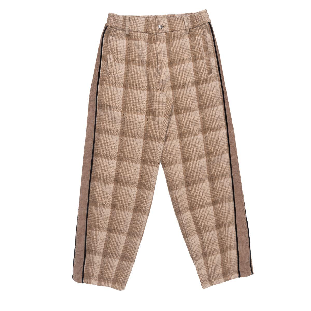 Empty Reference Khaki Plaid Straight Trousers