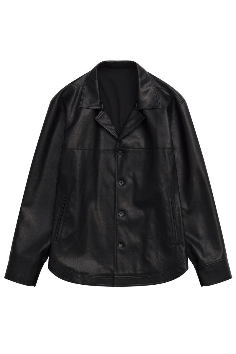 STEEPC Embossed Logo PU Leather Jacket