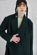 Mix7 Herringbone Asymmetrical Woolen Coat