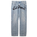 STEEPC Embroidered Logo Washed Jeans
