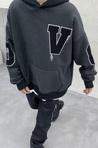 CZ Embroidered Loose Hoodie