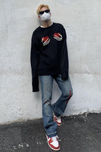 CZ Skeleton Hands Knit Sweater