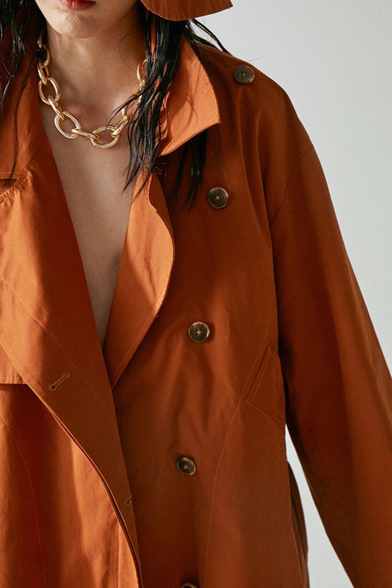 Mix7 Camel Orange Belted Trench Coat