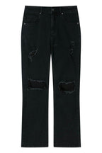 Distressed Washed Flared Jeans