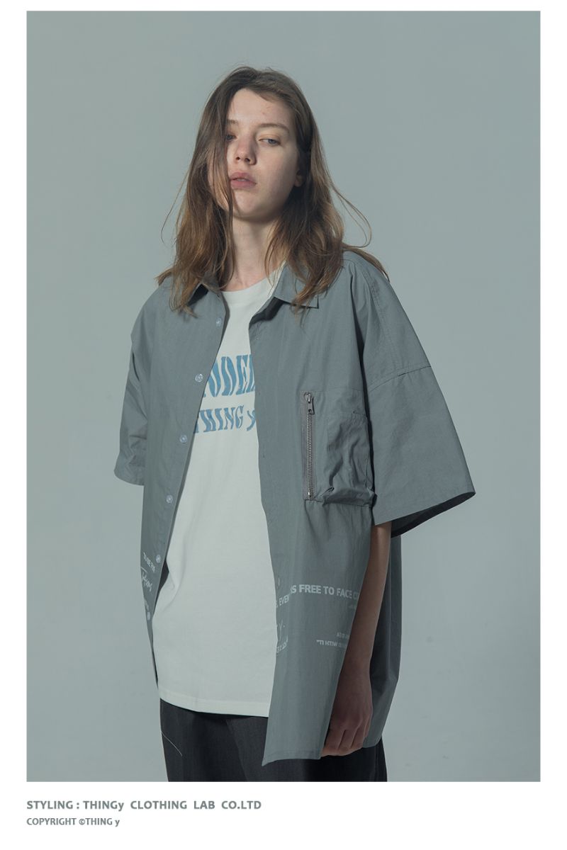 THINGY Light Blue Loose S/S Shirt