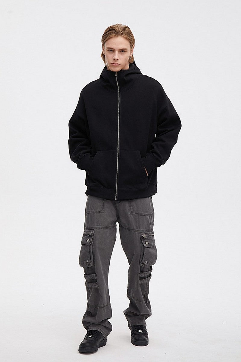 CZ High Collar Zip Up Hoodie