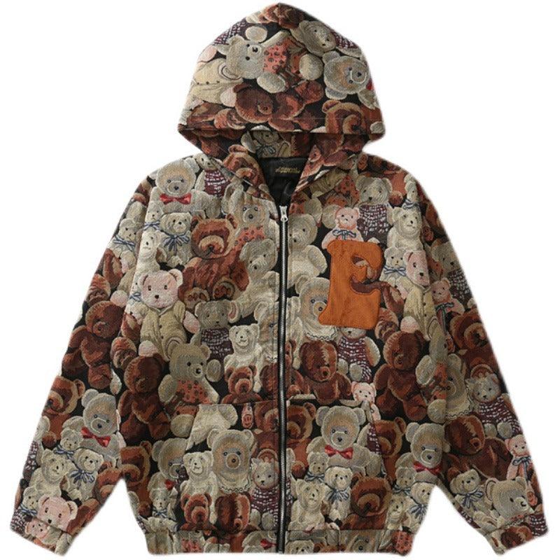 CZ Bear Embroidered Patch Hooded Jacket