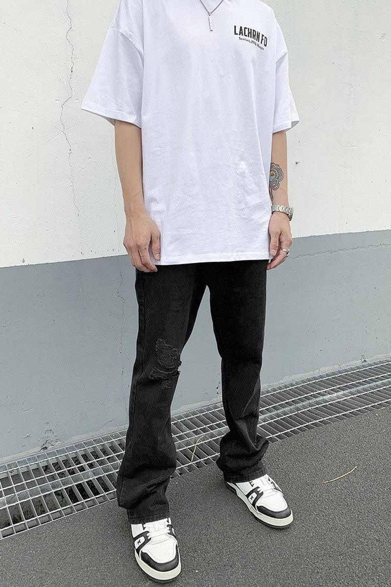 CZ Distressed Washed Flared Jeans