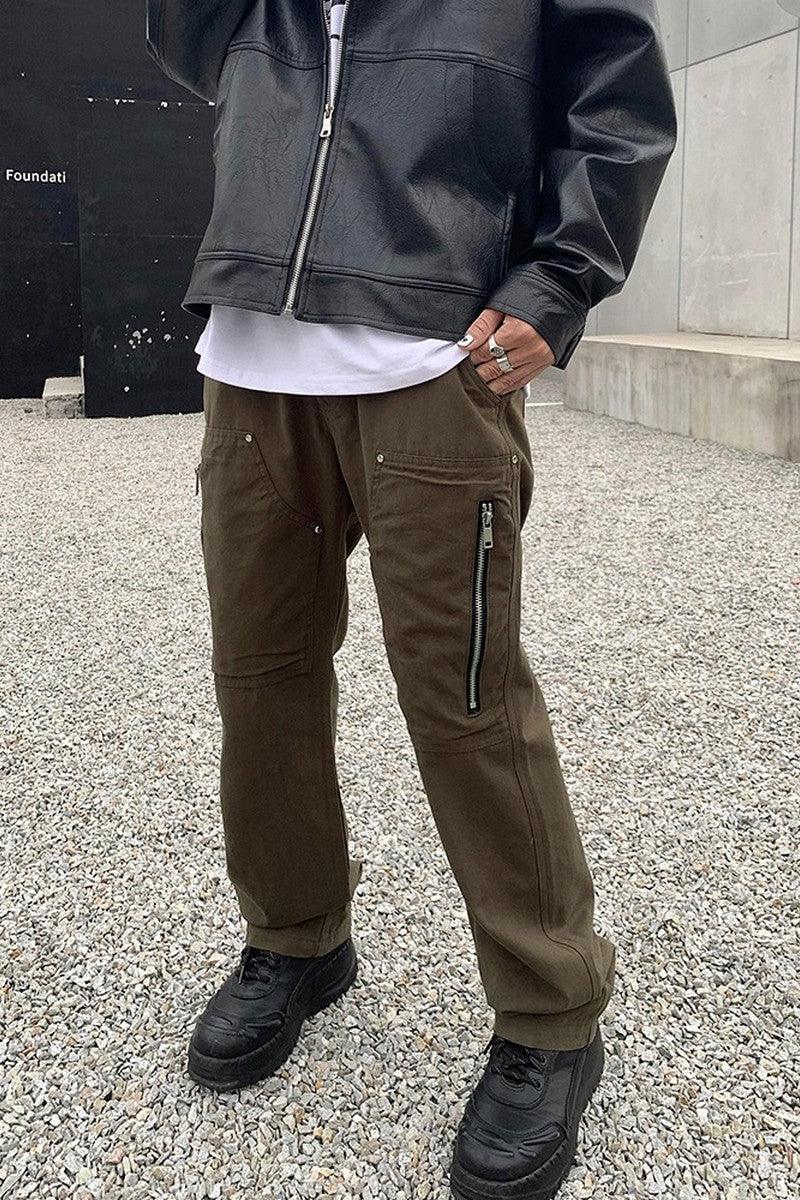 CZ Zipper Loose Straight Trousers
