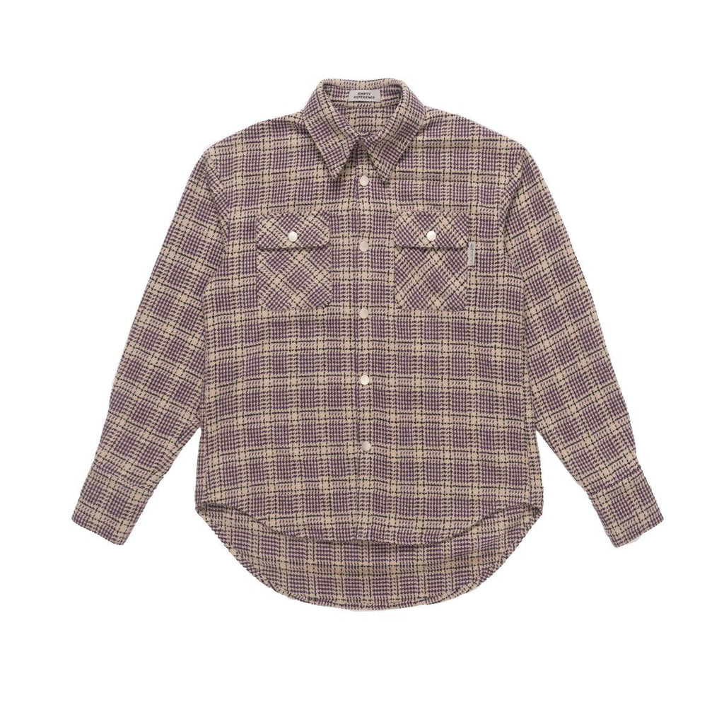 Empty Reference Plaid Woolen Shirt Jacket