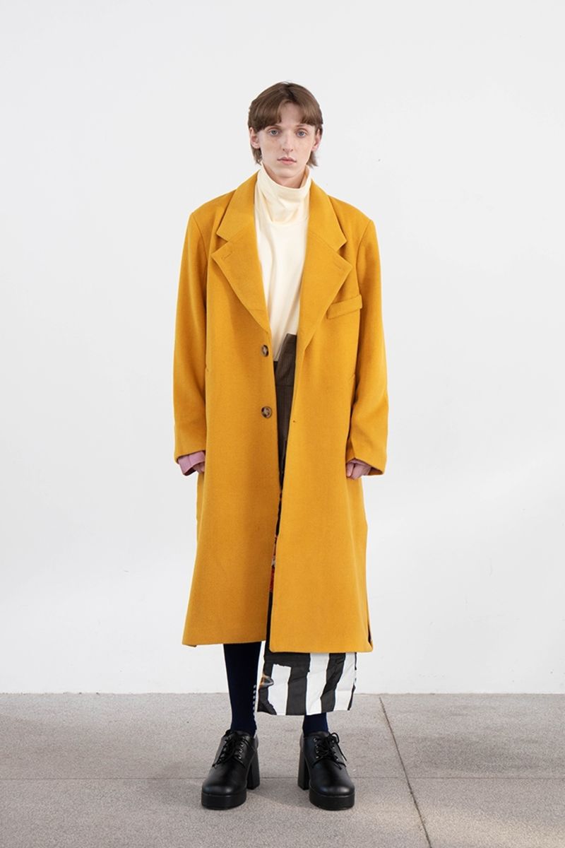 Mix7 Printed Yellow Woolen Coat