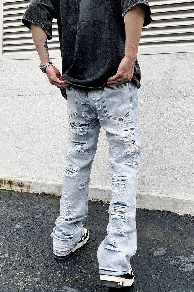 CZ Distressed Flared Jeans