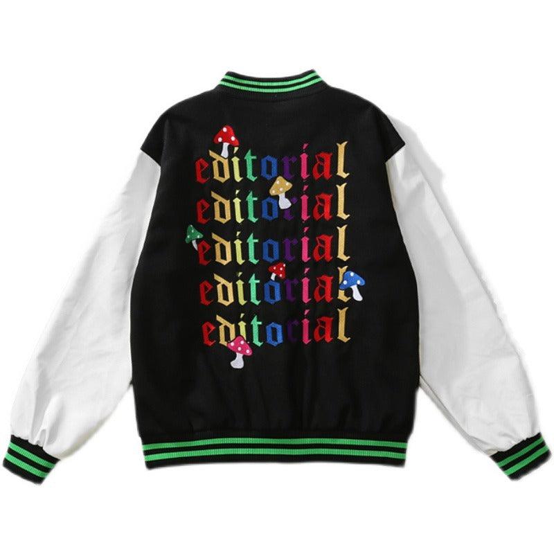 CZ Mushroom Embroidered Varsity Jacket