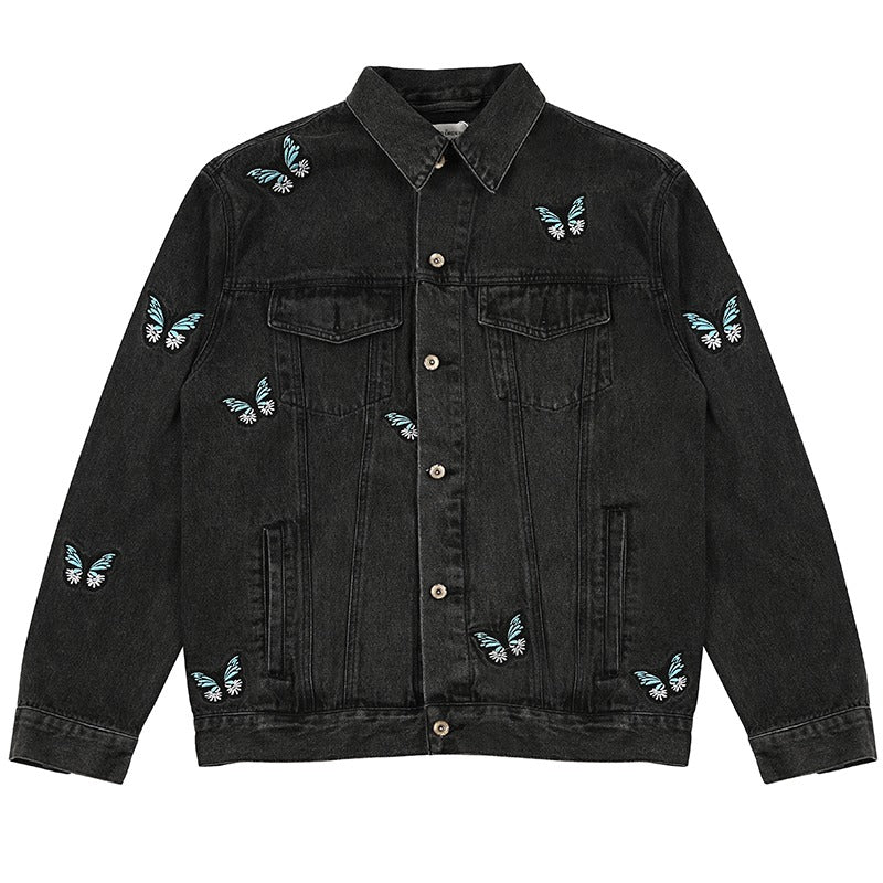 Old Order Butterfly Embroidered Jeans Jacket