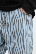 CZ Zebra Pattern Straight Jeans