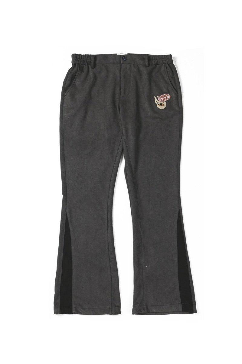 Error Code Embroidered Logo Suede Trousers
