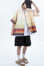 Center of Rotation Gradient Print Cuban Shirt
