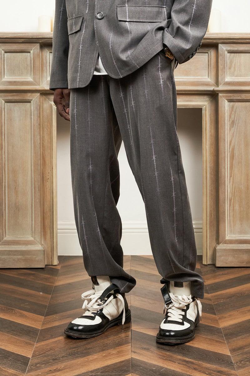 Empty Reference Thorn Print Straight Trousers