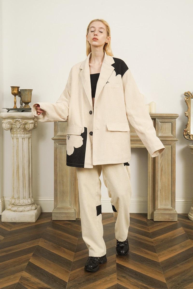 Empty Reference Flower Corduroy Suit Jacket
