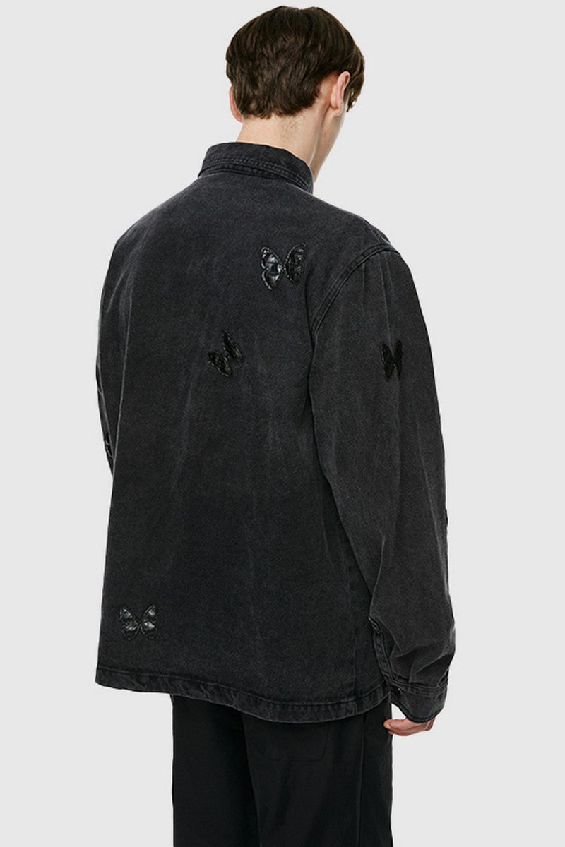 Old Order Butterflies Embroidered Jeans Jacket