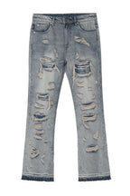 CZ Washed Distressed Flared Jeans