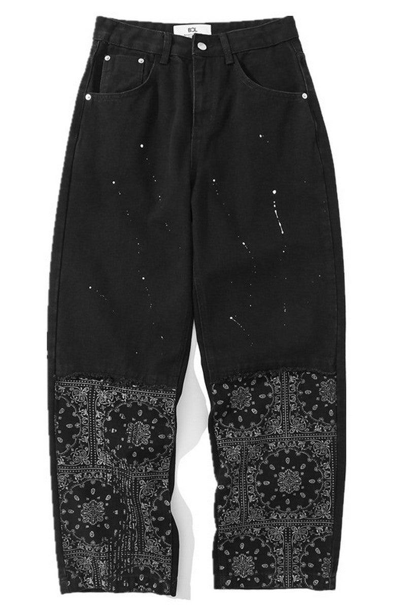 CZ Paisley Print Inked Jeans