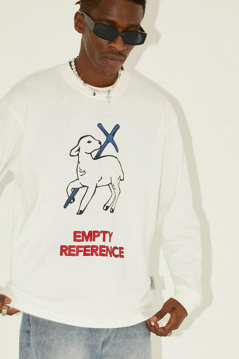 Empty Reference White Lamb Print L/S Tee