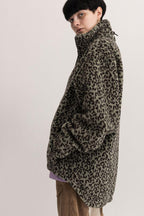 Empty Reference Leopard Pattern Zip Fleece