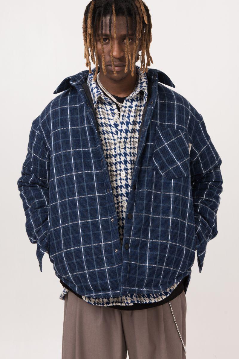 Empty Reference Blue Checkered Shirt Heavy Jacket