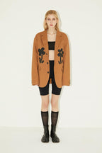 Empty Reference Floral Print Coffee Suit