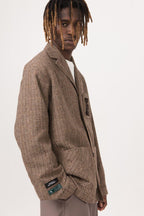 Empty Reference Embroidery Logo Plaid Blazer