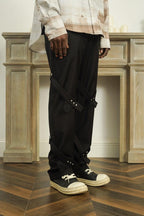 Empty Reference Black Straps Straight Trousers