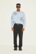 Empty Reference Striped Hand Painted Flowers Shirt