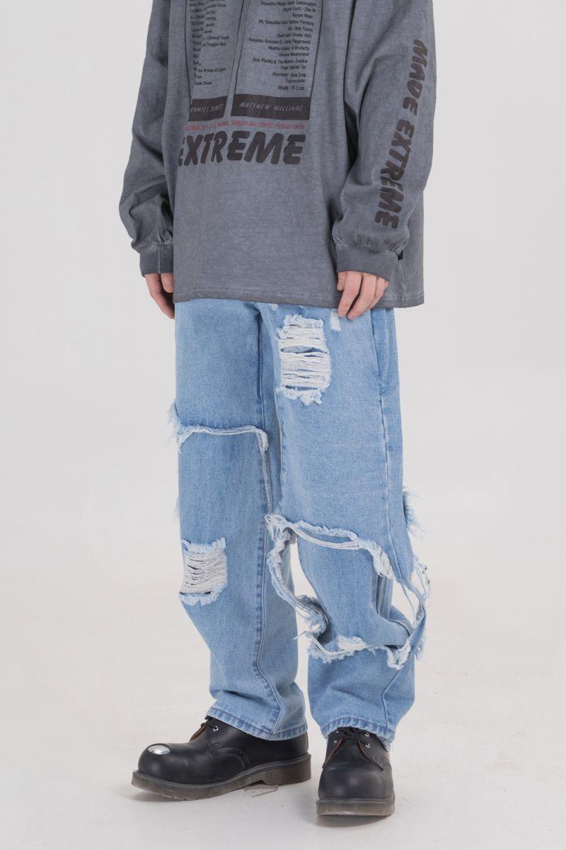CZ Washed Ripped Jeans