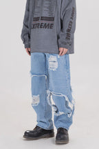 CZ Washed Ripped Jeans