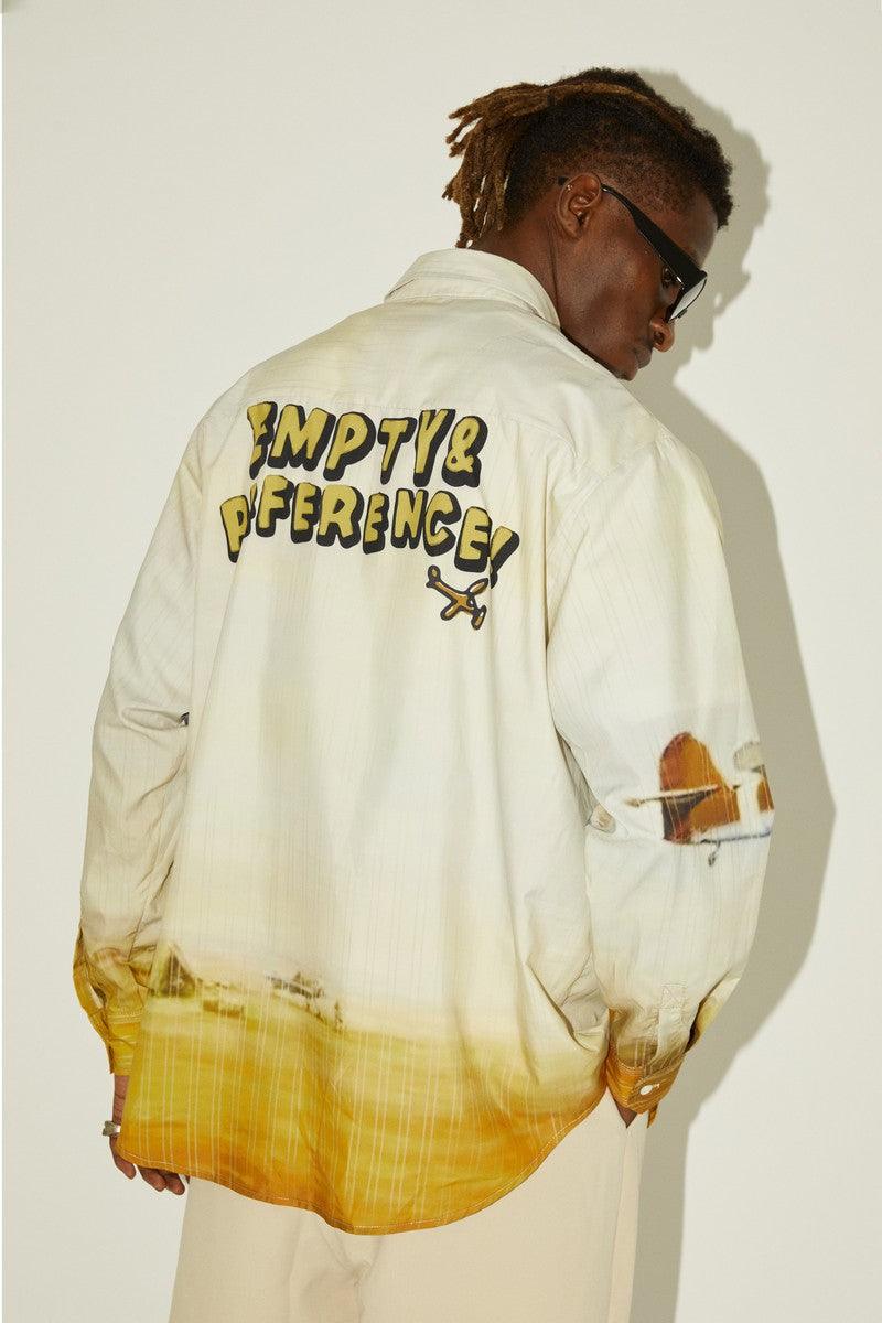 Empty Reference Airplane Landscape Print Shirt