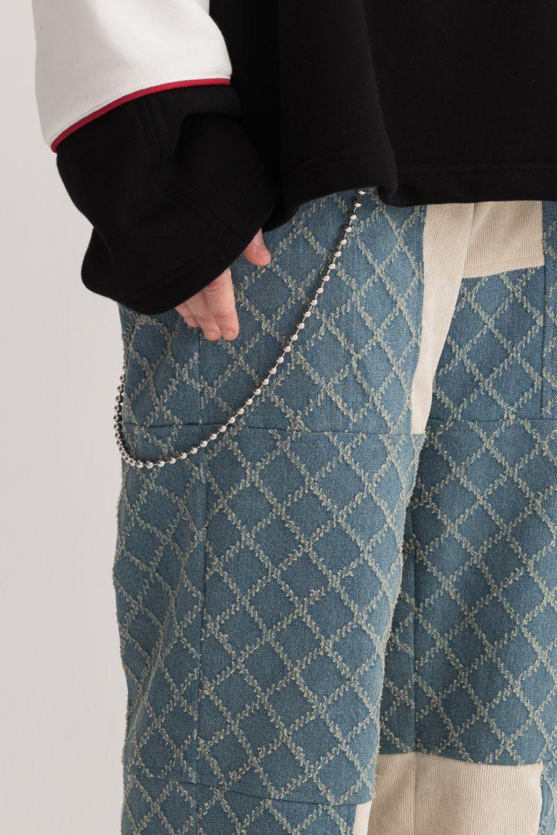 Empty Reference Plaid Stitching Jeans