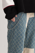Empty Reference Plaid Stitching Jeans
