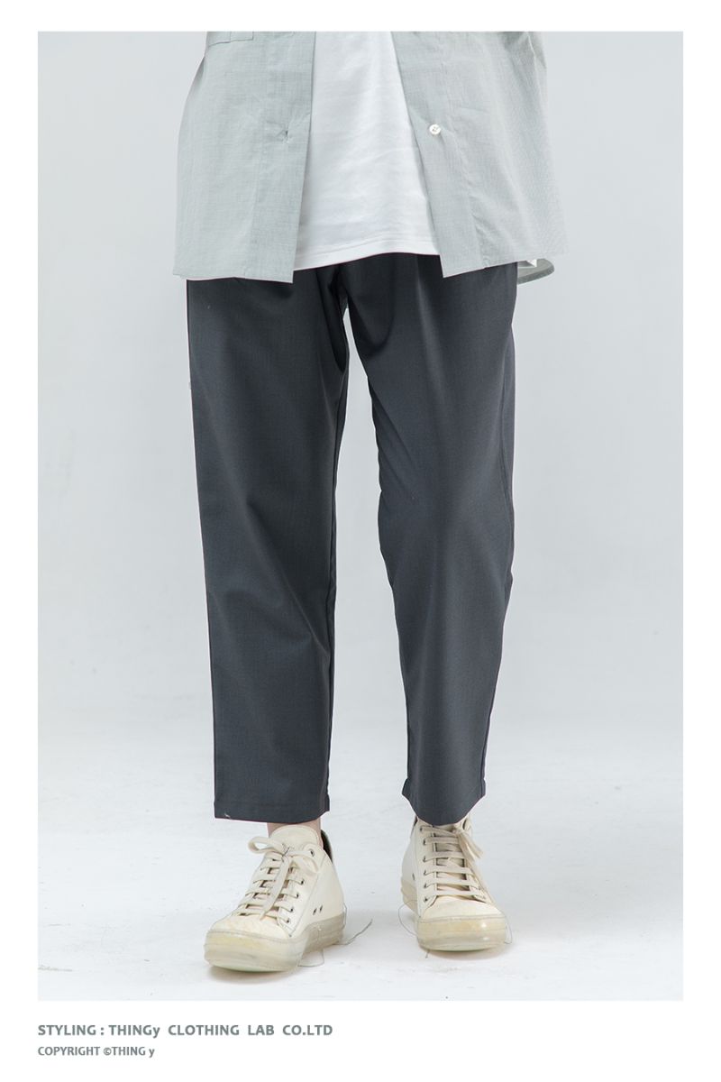 THINGY Dark Gray Straight Trousers