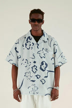 Empty Reference Hand-Painted Flowers Cuban Shirt