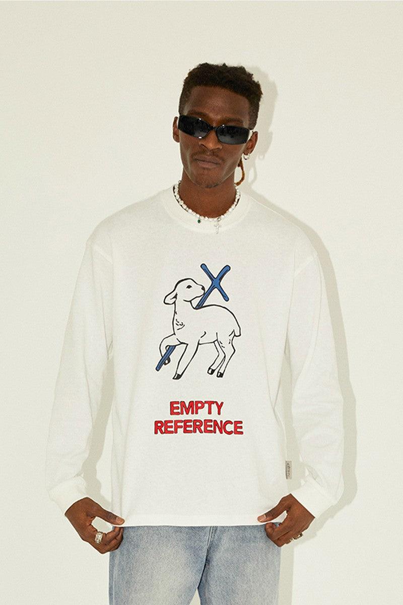 Empty Reference White Lamb Print L/S Tee